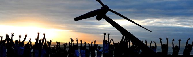 Greenpeace and Tcktcktck volunteers raise a wind turbine on the beach at dawn in Durban, South Africa. To send a message of hope for the latest round of UN climate change talks opening here on Monday. Campaigners say Durban must be a new dawn for the international negotiations to agree a fair, ambitious and legally binding treaty to avert climate chaos. They are demanding that politicians stop listening to the polluting corporations and listen to the people who want an end to our dependence on fossil fuels. Africa is on the front line of dangerous climate change, with millions already suffering the impacts through increased drought and extreme weather events, threatening lives and food security.